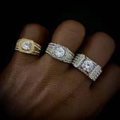 ring钛钢镶嵌超闪锆石戒指潮流时尚 嘻哈满天星男士 钻戒Diamond 饰