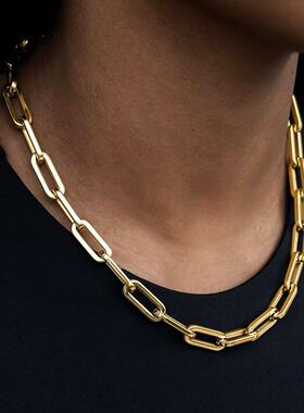 欧美风男女简约回形针钛钢锁骨链