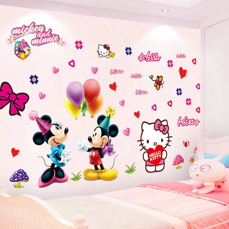可移除贴画米奇米妮米老鼠墙贴纸儿童房可爱卡通幼儿园墙面装饰品