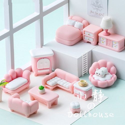 粉色可爱小兔家具模型DIY手工