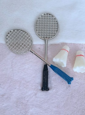 娃娃屋配件 迷你羽毛球拍模型微缩运动爱好biy场景装饰品拍摄道具