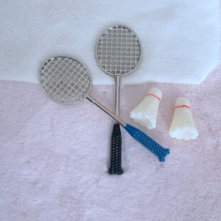 娃娃屋配件 迷你羽毛球拍模型微缩运动爱好biy场景装饰品拍摄道具