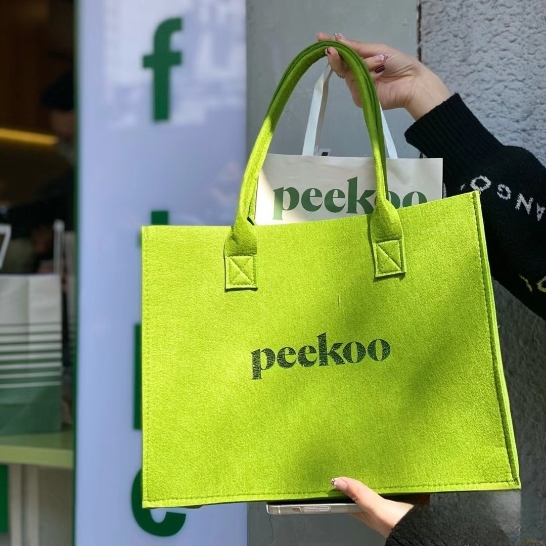 小红书同款peekoo小绿包网红毛毡手提包外出通勤手提袋可定制logo,箱包皮具/热销女包/男包,托特包,淘宝优惠券,粉丝福利购,淘宝优惠卷