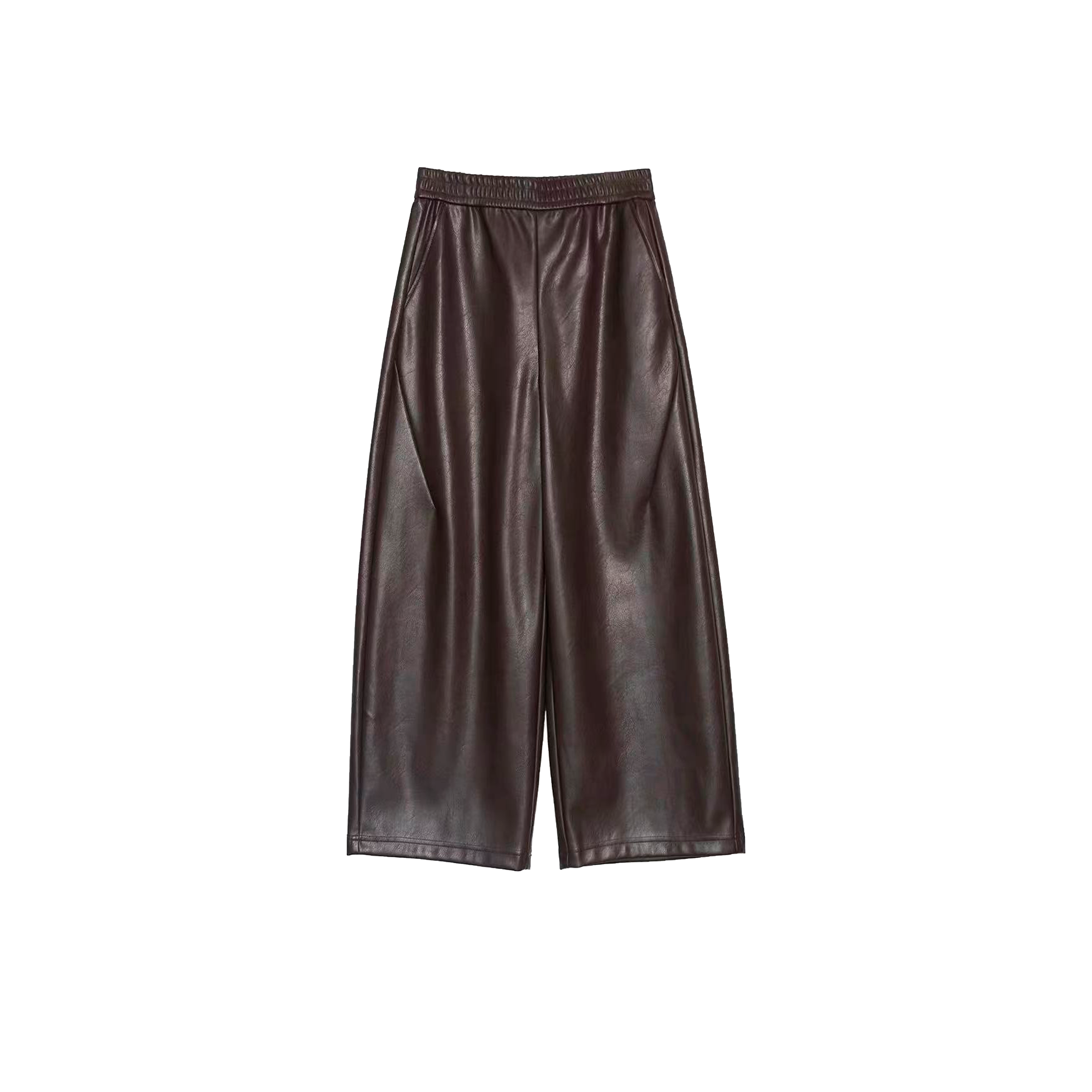 咖色皮裤九分裤