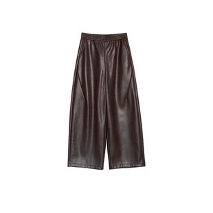 咖色皮裤 九分裤