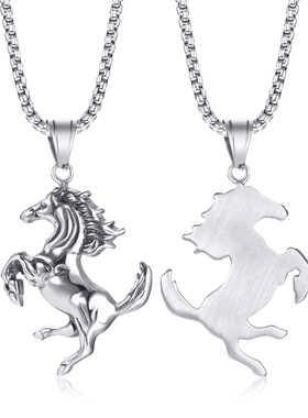 中国风生肖马年男士千里马项链