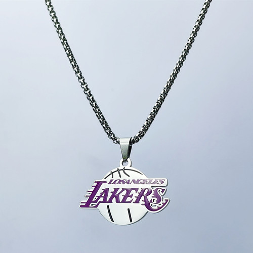 潮洛杉矶湖人队 Lakers项链男女钛钢吊坠篮球运动个性潮流配饰品