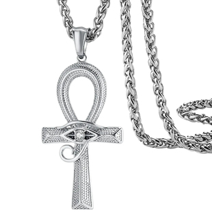 古埃及荷鲁斯之眼生命之符安卡十字架项链帅气嘻哈男个性钛钢吊坠