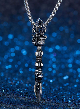 男士嘻哈钛钢国潮四面佛金刚杵项