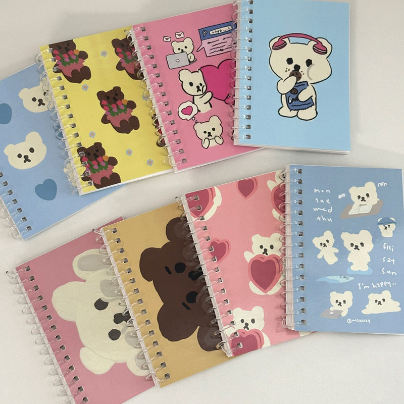 韩国Mazzzzy可爱小熊透明线圈本迷你卡通记事本横线方格笔记本ins,文具电教/文化用品/商务用品,笔记本/记事本,淘宝优惠券,粉丝福利购,淘宝优惠卷