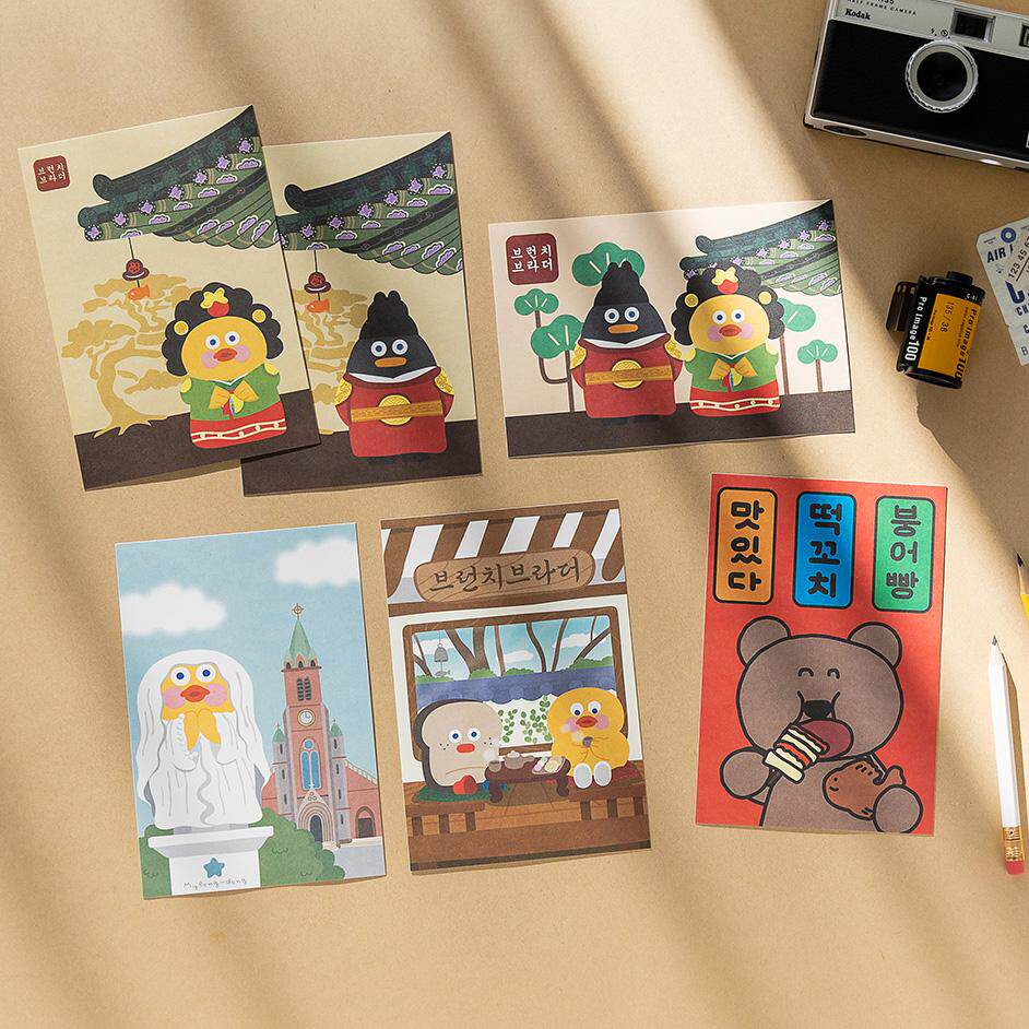 韩国romane可爱卡通ins节日祝福生日贺卡手写明信片装饰感谢卡片