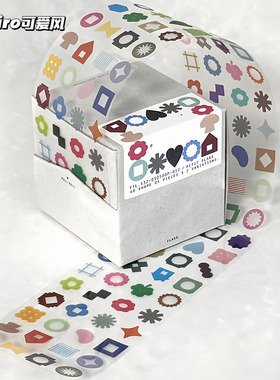 韩国flagg花纹胶带卷轴贴纸简约彩色图形标签贴手账装饰卷卷贴画