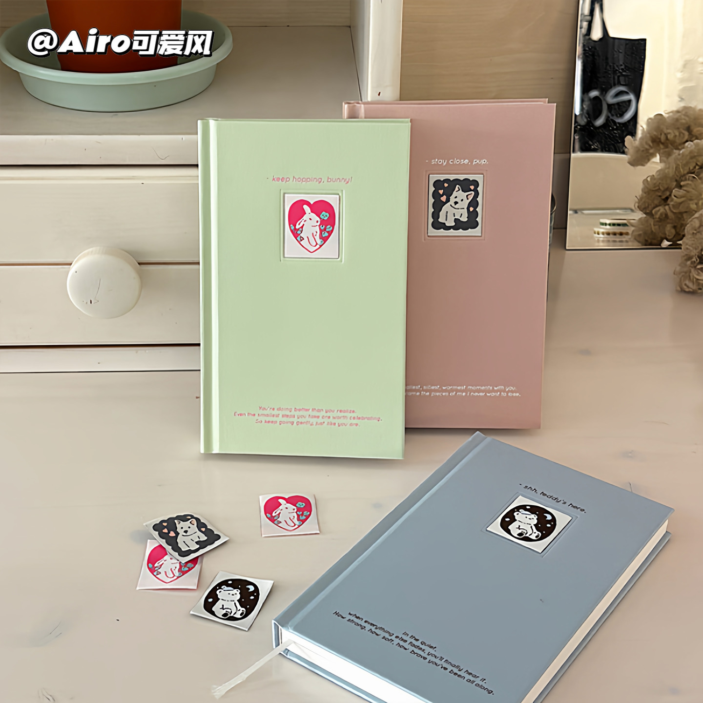 韩国可爱动物织物标签日记本