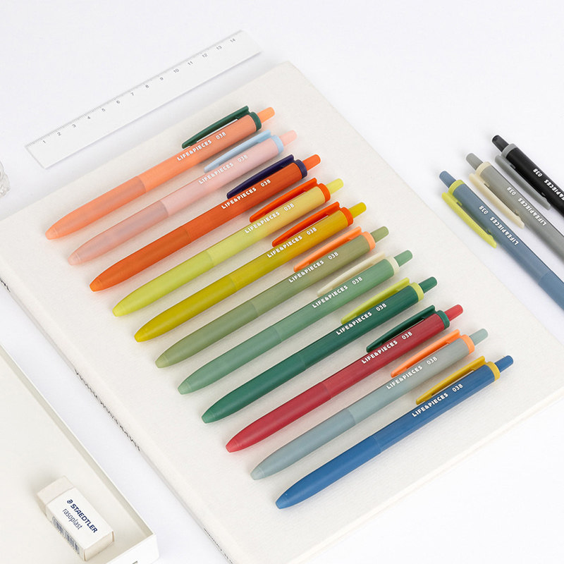 韩国Live work创意彩色笔芯按动笔黑笔中性笔高颜值文具速干水笔