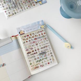 韩国secondmorning迷你透明贴纸可爱手账贴画素材手机壳装饰贴ins