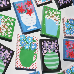 韩国fruitfries绽放之瓶备忘便签本复古花卉插画便签纸手账素材纸