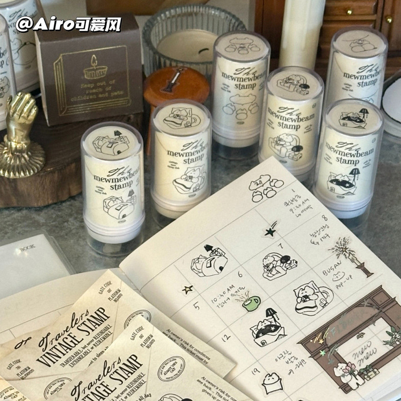 韩国可爱猫咪光敏印章手账图章