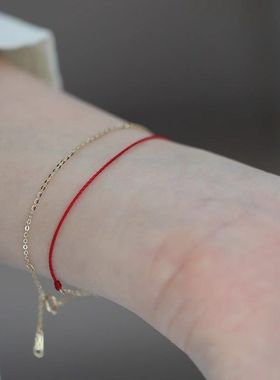 S925纯银镀18金好运气极细本命