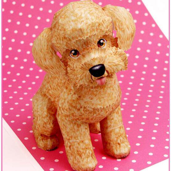 仿真动物泰迪犬宠物狗3d立体纸模型diy手工制作儿童折纸益智玩具