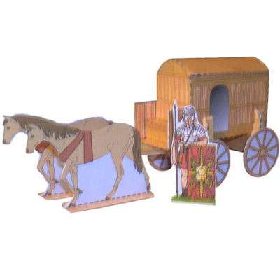 古代罗马士兵马车摆件立体纸模型