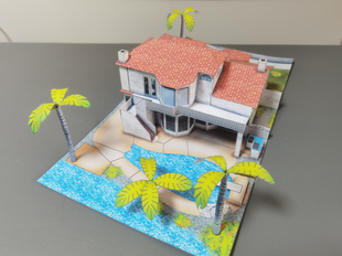 游泳池豪宅度假屋别墅3d立体纸模型DIY手工制作儿童折纸益智玩具