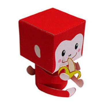 卡通猴子纸盒动物公仔3d立体纸模型diy手工制作儿童益智折纸玩具