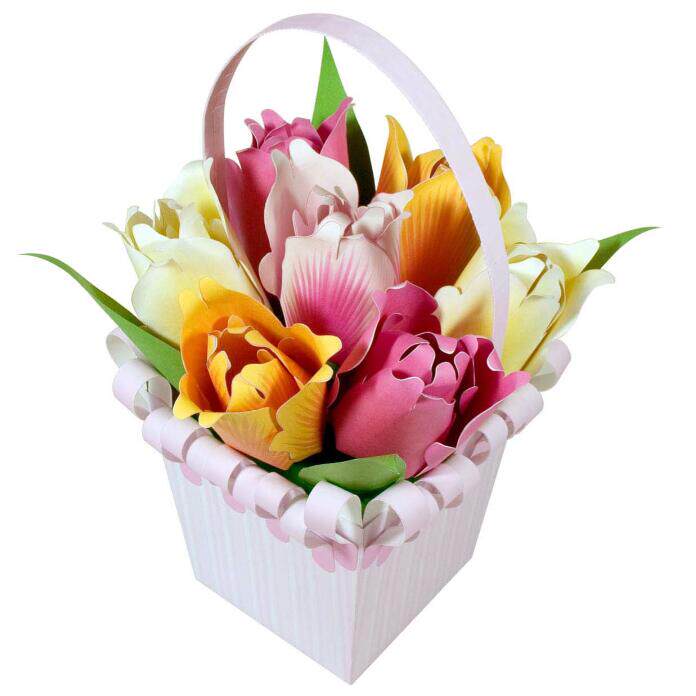 仿真植物郁金香鲜花3d立体纸模型diy手工制作儿童折纸益智玩具