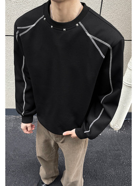 2026 春季新款 港风内景大码圆领帅气卫衣M-5X HW26061-特P30