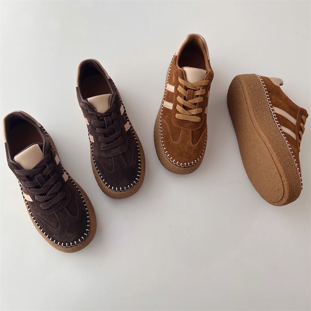 加厚增高头层牛皮复古拼接休闲鞋