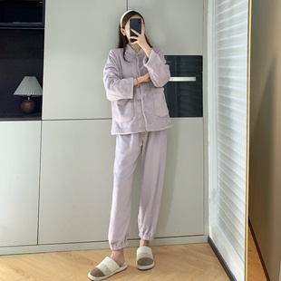 长裤 宝藏暖绒情侣家居服 长袖 保暖睡衣套装 男女冬25 软糯细腻哭