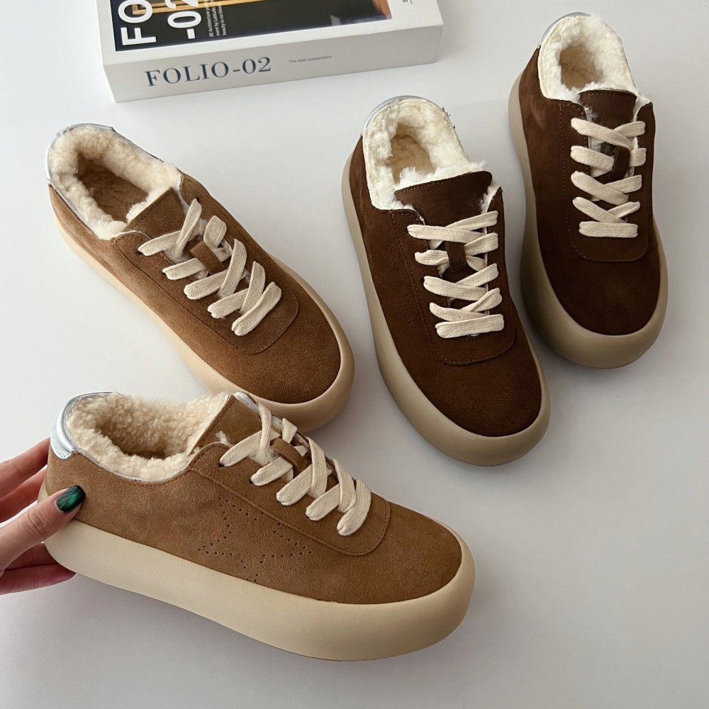 暖萌面包鞋！A级牛反绒羊皮毛一体内里保暖圈圈毛加厚冬季休闲鞋,女鞋,时尚休闲鞋,淘宝优惠券,粉丝福利购,淘宝优惠卷