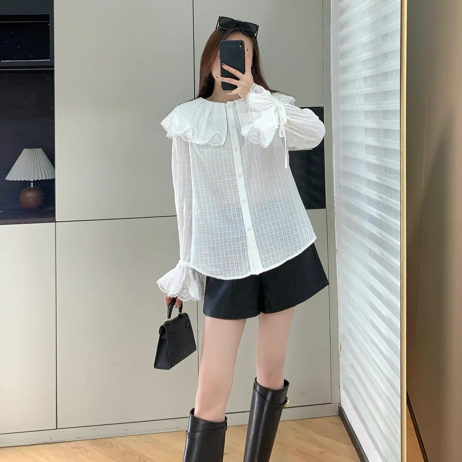 仙而不媚！Se*za*26早春新款法式镂空刺绣娃娃领蕾丝喇叭袖白衬衫,女装/女士精品,衬衫,淘宝优惠券,粉丝福利购,淘宝优惠卷