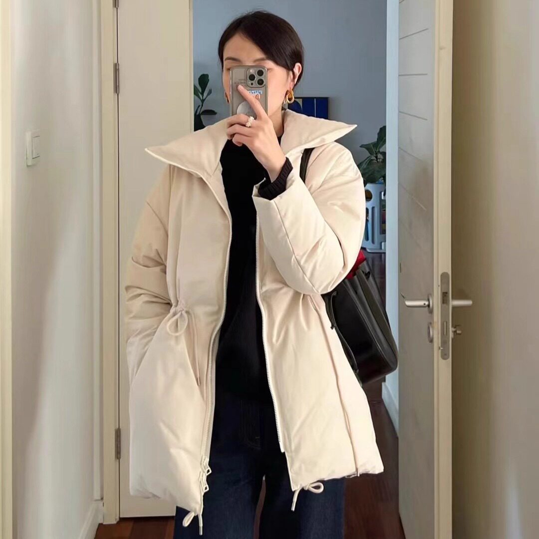 90白鹅绒H阔版收腰立领羽绒服
