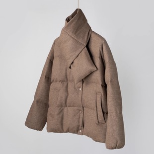 【Highline系列】保真原料！羊毛牦牛绒原色鹅绒围巾羽绒服+半裙