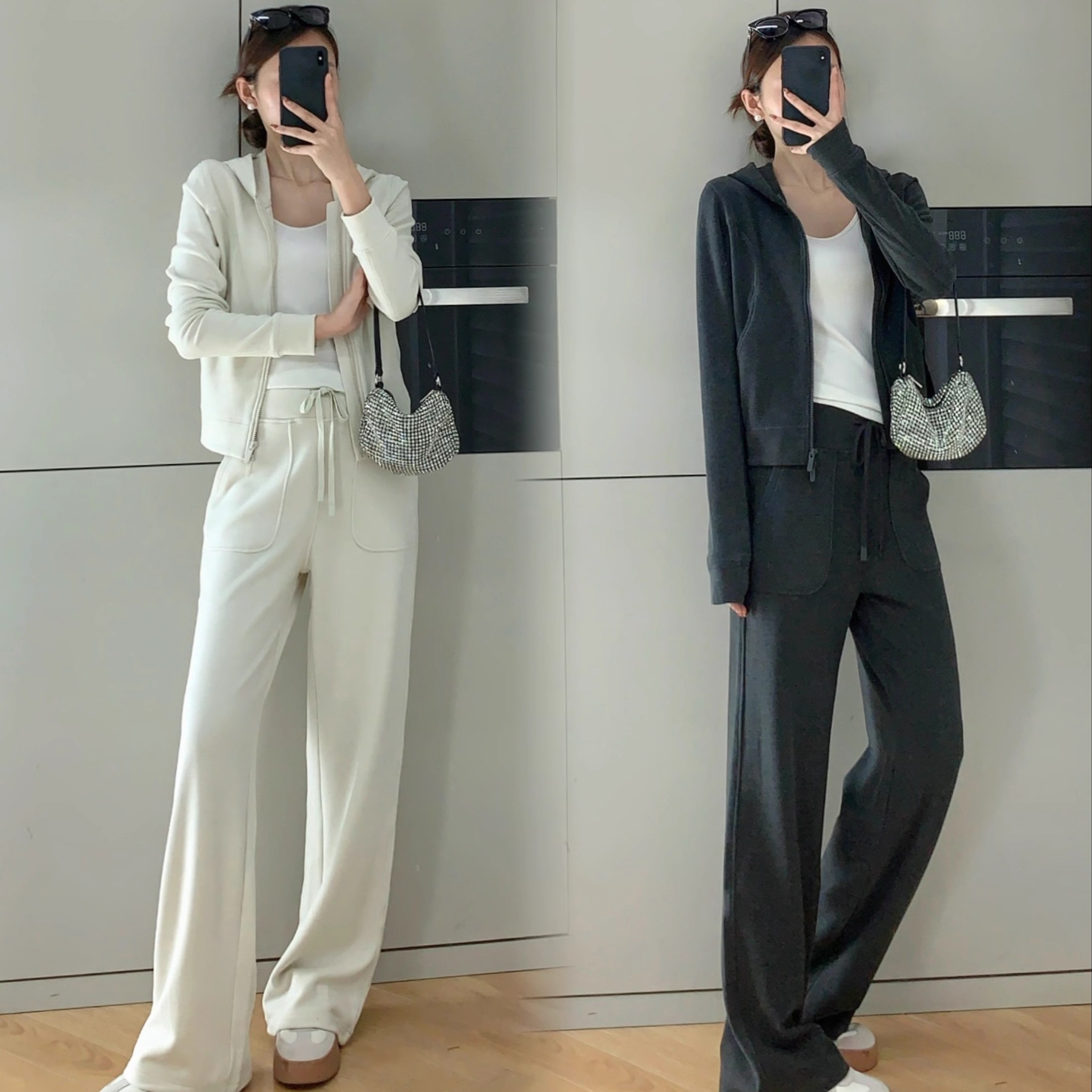 发热绒软糯亲肤连帽外套+直筒裤