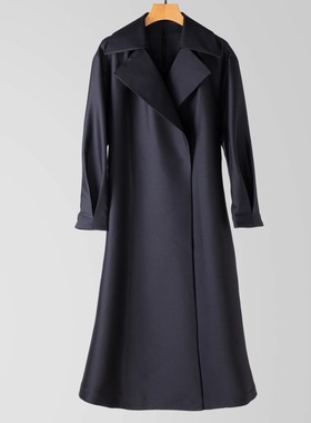 【Highline系列】鼎牛战袍意大利PIA*丝羊毛手工敲边系带风衣外套