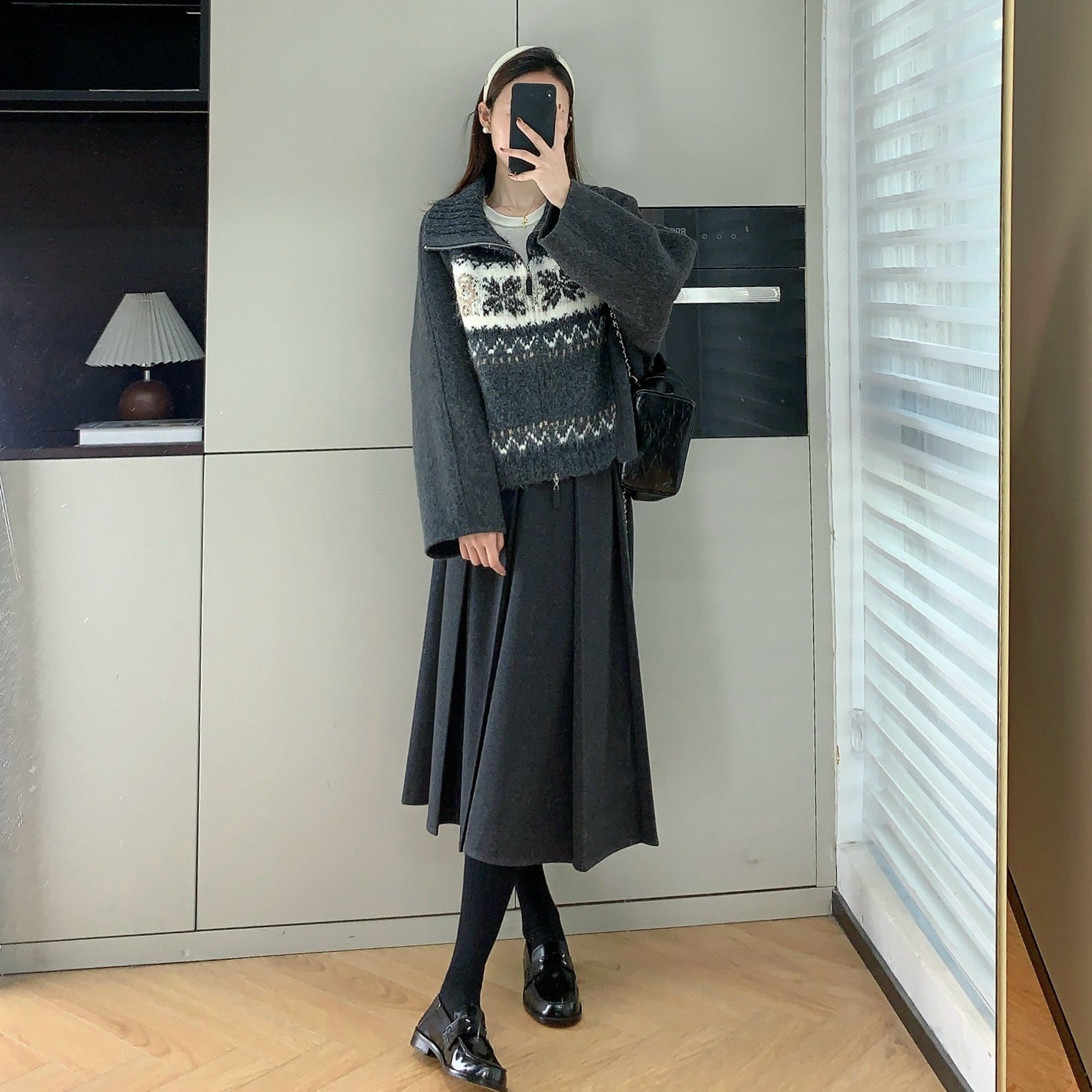 费尔岛绵羊毛混纺拉链毛呢外套