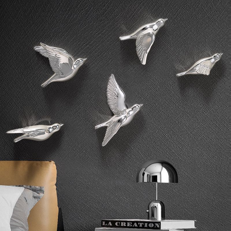 简约3D立体小鸟壁饰墙饰墙贴客厅玄关家居民宿背景墙壁装饰品挂件