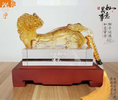 商务礼品万事如意摆件水晶座刻字