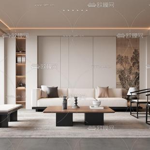 新中式白蜡木实木禅意沙发茶几组合客厅宋氏美学民宿会所沙发定制