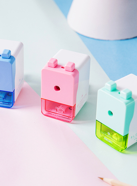 得力0744削笔器手摇卷笔刀蓝红绿半自动笔刨削铅笔削笔机简约清爽