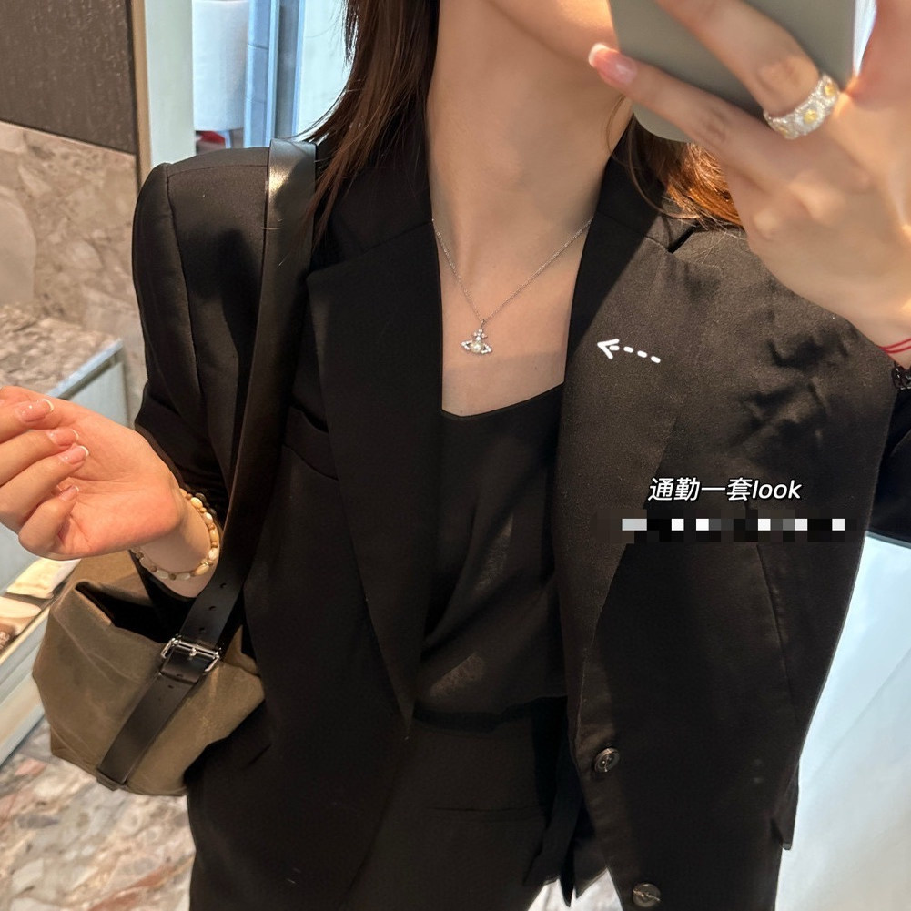 CherieBunnyAda十字水钻 珍珠镶嵌新款正珠色纯铜镀金仙女的项链