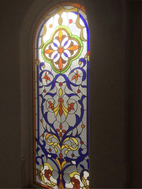 Tiffany艺术玻璃玄关隔断屏风门芯拱圆形弧形头 欧式地中海蒂凡尼