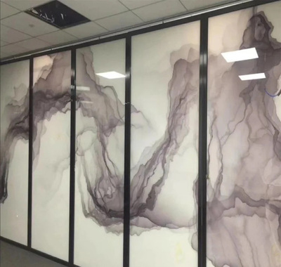 新中式超白夹绢画烟雾玻璃