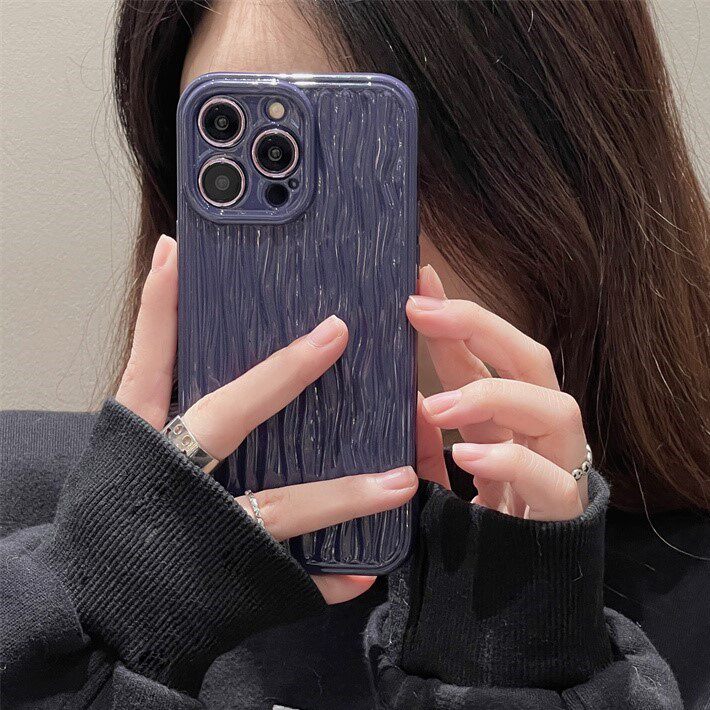 IPHONE15PRO 사과 14PROMAX 보호 커버 15 새로운 13|12 낙하 방지에 적합한 우아한 입체 보라색