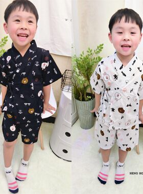 ins爆款小孩棉麻休闲风居家服