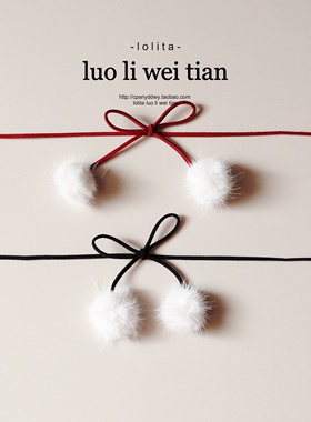 圣诞毛球项链节日气氛少女项圈脖子饰品choker鹿皮绒蝴蝶结冬脖环