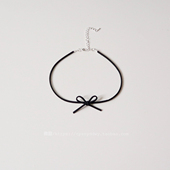 极简风蝴蝶结项圈choker简约百搭脖子饰品颈带锁骨链黑色项链女