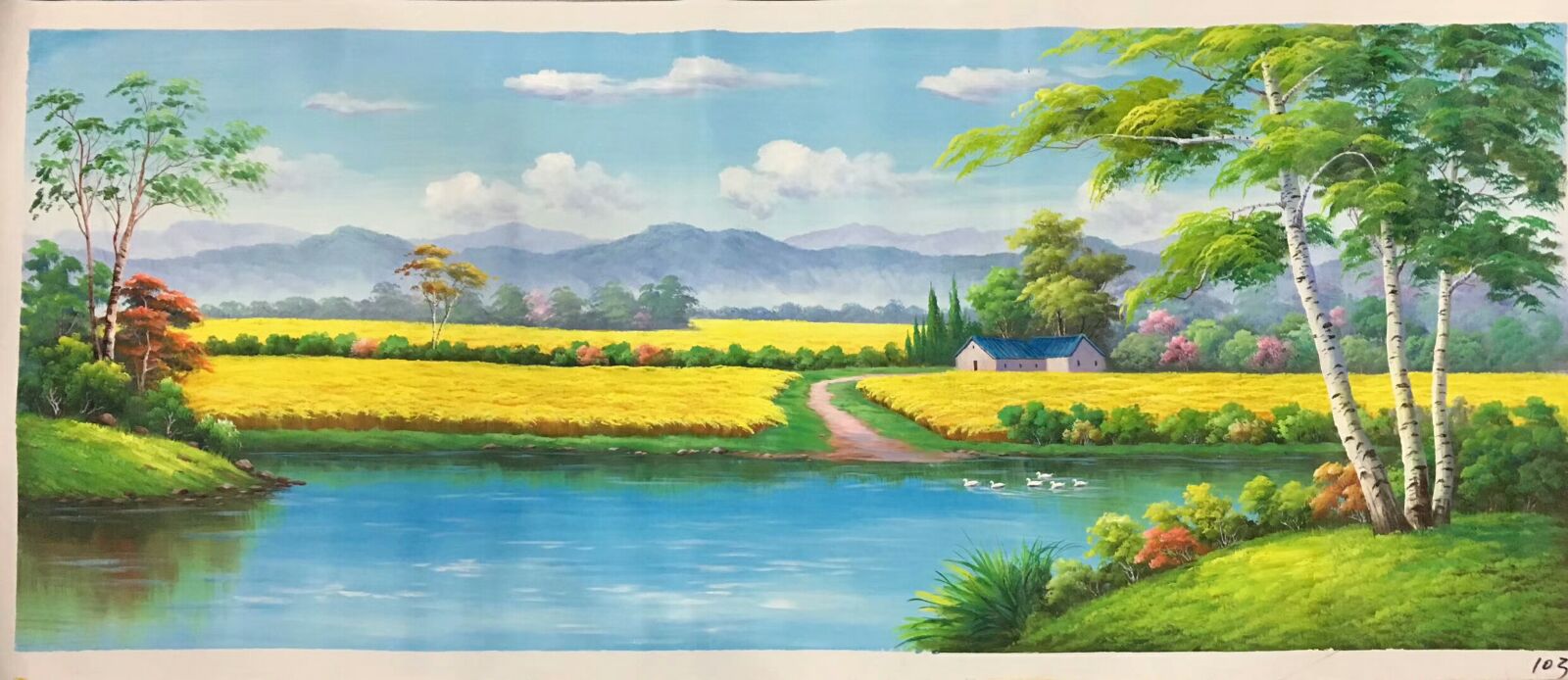 纯手绘乡村田园油画丰收客厅酒店别墅装饰油画田园70-180现货可定
