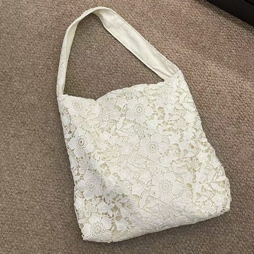韩国订单环保工艺蕾丝双层单肩托特包